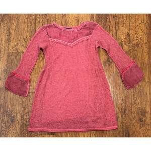 Lola Made in Italy Pink Boho Bohemian Long Bell Sleeve Peasant Dress - Size M/L